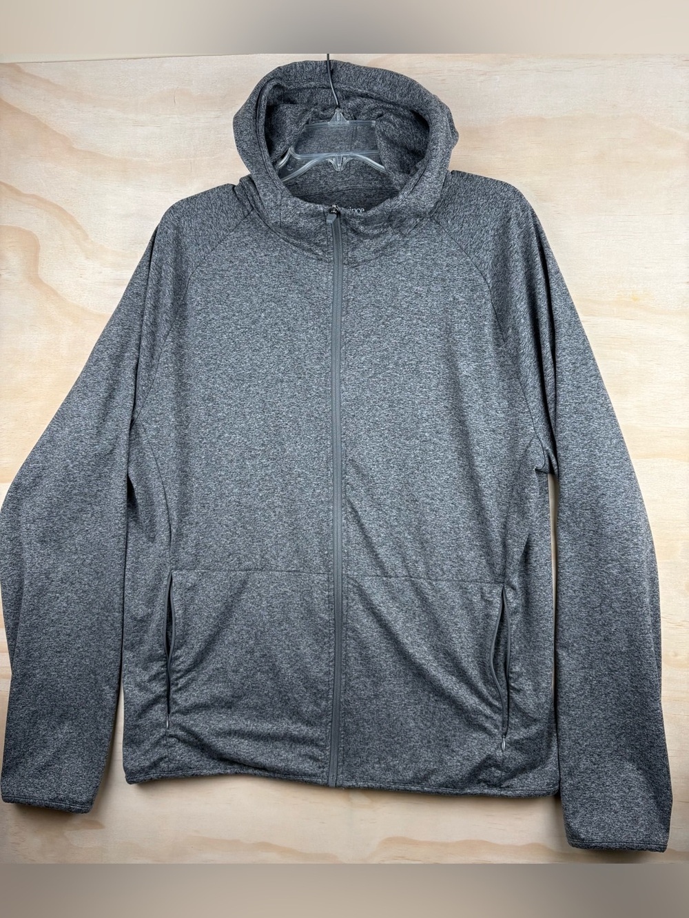 Quince Hoodie Mens XL Gray Flowknit Performance Full Zip Stretch Thumbholes